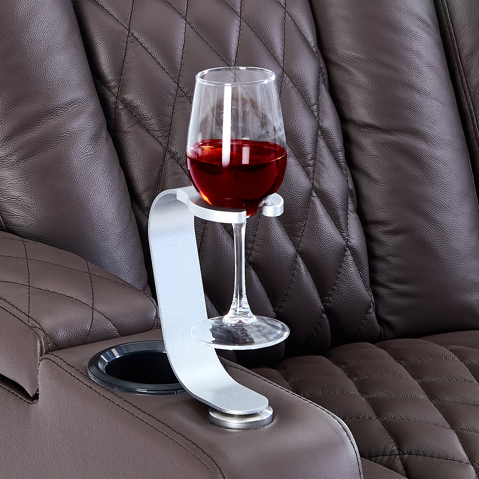 comfiroom Home Theater Seating Swivel Wine Glass Holder for Recliner Sofa(Silvery)